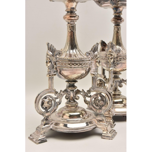 529 - A PAIR OF LATE 19TH CENTURY, 'THOMAS BRADBURY & SONS' SHEFFIELD PLATE CANDLESTICKS, ornate design fe... 