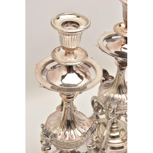 529 - A PAIR OF LATE 19TH CENTURY, 'THOMAS BRADBURY & SONS' SHEFFIELD PLATE CANDLESTICKS, ornate design fe... 