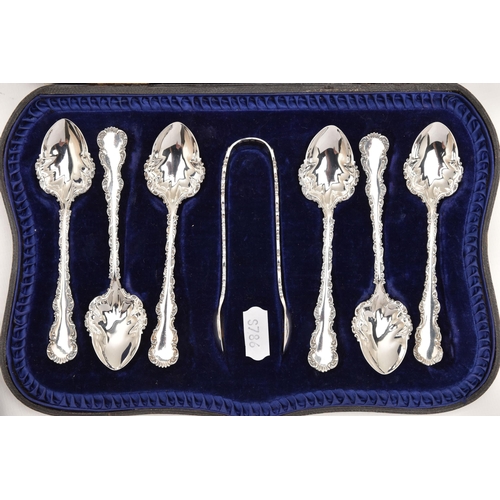 545 - THREE CASED SETS OF SILVER CUTLERY, to include a cased set of six apostle top teaspoons with shell b... 