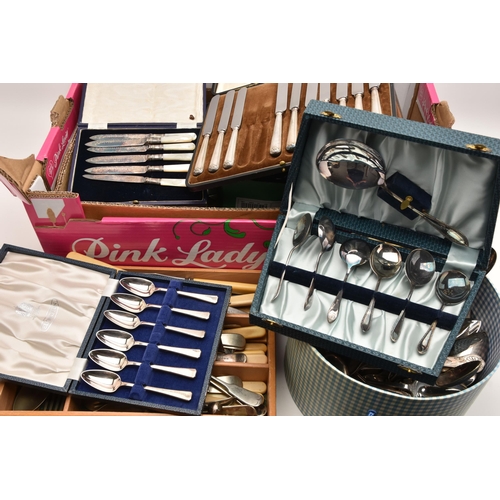 563 - A LARGE ASSORTMENT OF CUTLERY, mixed cutlery pieces some with cases (condition report: used conditio... 