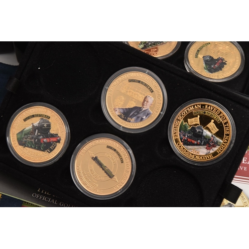 566 - A BOXED BRADFORD EXCHANGE LOCOMOTIVE COLLECTION OF GILDED COMMEMORATIVES, ten with certificates of A... 