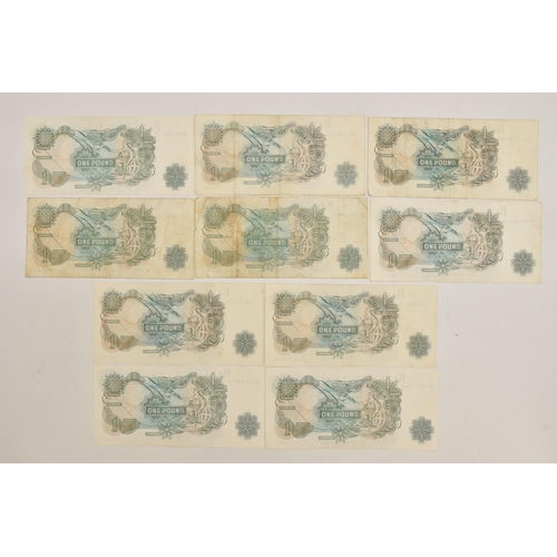 577 - A PARCEL OF THE BANK OF ENGLAND BANKNOTES, to include 2x page £1 BZ19 BZ39, a page BX02 £1 error (ha... 