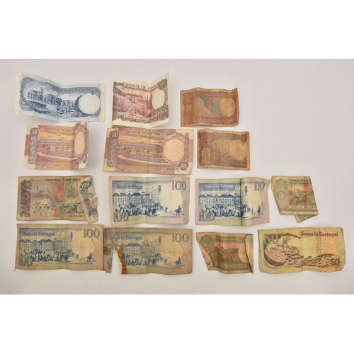 578 - A SMALL PARCEL OF BANKNOTES Most Distressed Mid 20th Century,Spain India,Barbados,Portugal etc