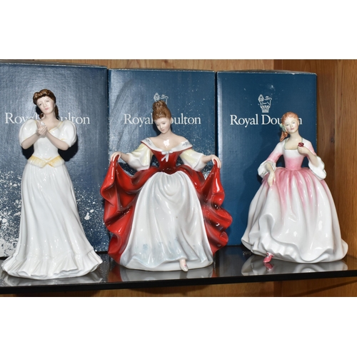 751 - SIX BOXED ROYAL DOULTON FIGURINES, comprising Rachel HN2936, Claire HN3646, Elyse HN2474, Maria HN33... 