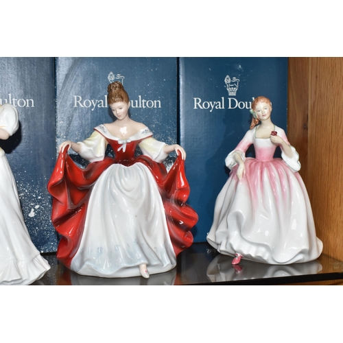 751 - SIX BOXED ROYAL DOULTON FIGURINES, comprising Rachel HN2936, Claire HN3646, Elyse HN2474, Maria HN33... 