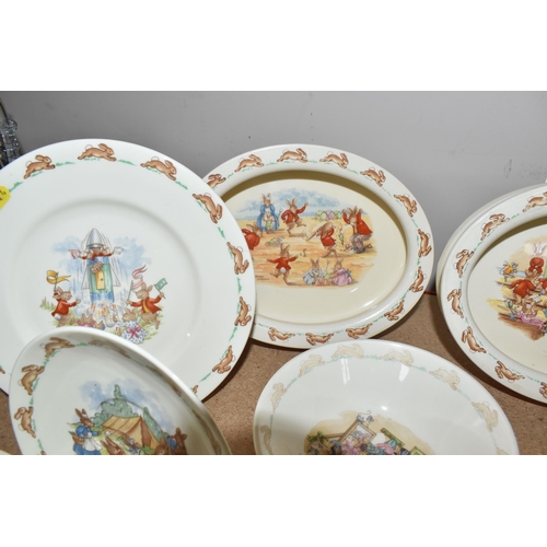 774 - A LARGE QUANTITY OF ROYAL DOULTON 'BUNNYKINS' DINNERWARE, comprising three oval nursery dishes with ... 