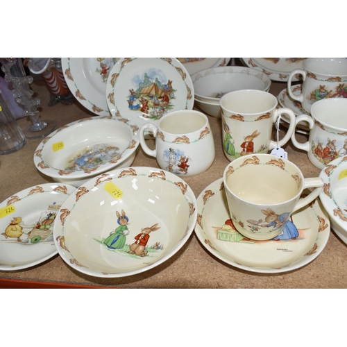 774 - A LARGE QUANTITY OF ROYAL DOULTON 'BUNNYKINS' DINNERWARE, comprising three oval nursery dishes with ... 