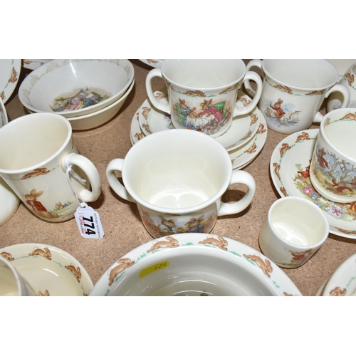 774 - A LARGE QUANTITY OF ROYAL DOULTON 'BUNNYKINS' DINNERWARE, comprising three oval nursery dishes with ... 