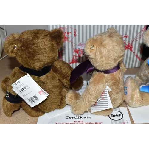 775 - A GROUP OF THREE STEIFF BEARS, comprising a 'The Queen Elizabeth II 95th Birthday Bear' No.925,  num... 