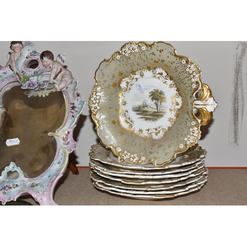 789 - A QUANTITY OF MISCELLANEOUS CERAMICS ETC to include a nineteenth-century porcelain framed mirror wit... 