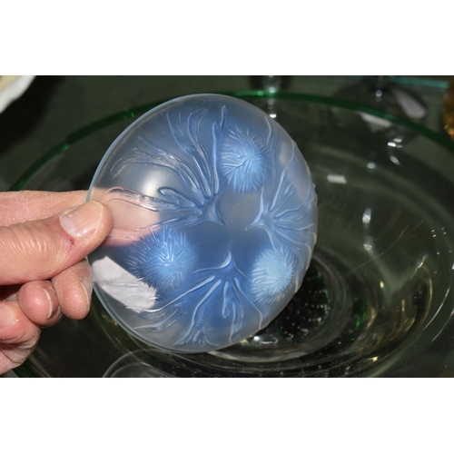 812 - A GROUP OF GLASSWARE, comprising a small opalescent Sabino 'Urchin' pattern bowl, diameter 10cm x he... 