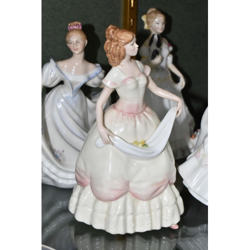 813 - SIX ROYAL DOULTON FIGURINES, comprising two x Nicole HN3421, Kathy HN3305, Lindsay HN3645, Take Me H... 