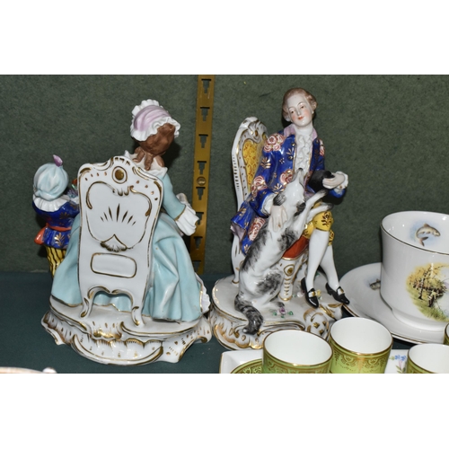 817 - A COLLECTION OF CERAMICS, to include a pair of hand painted Vienna porcelain figure groups (male fig... 