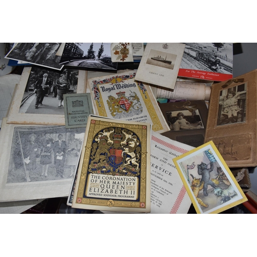 823 - TWO BOXES OF ASSORTED VINTAGE EPHEMERA to include a quantity of wedding pictures between the 1930s-t... 