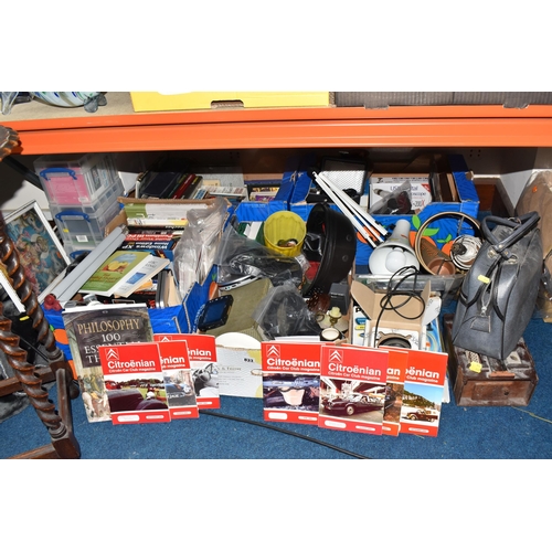 833 - FIVE BOXES AND LOOSE MISCELLANEOUS ITEMS to include a white Anglepoise lamp (untested, some scratche... 