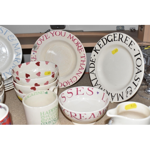 839 - A COLLECTION OF EMMA BRIDGEWATER ITEMS comprising a quantity of 'Toast and Marmalade' items to inclu... 