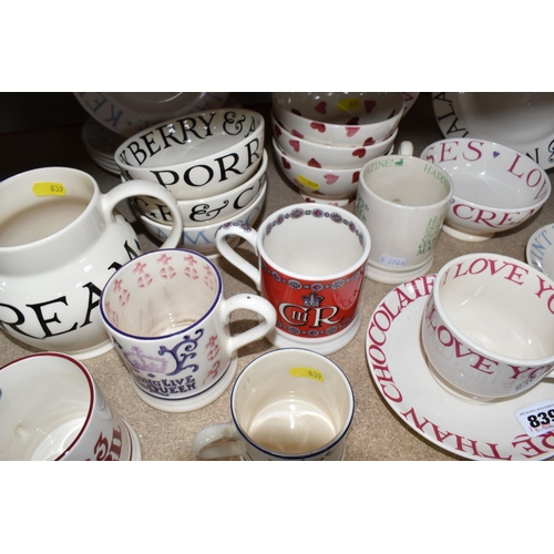 839 - A COLLECTION OF EMMA BRIDGEWATER ITEMS comprising a quantity of 'Toast and Marmalade' items to inclu... 