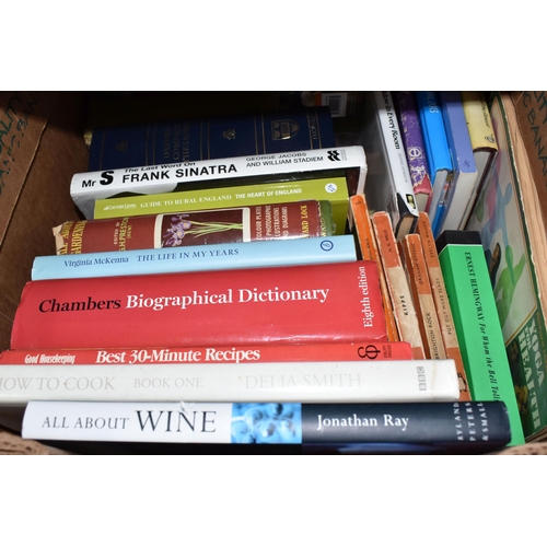 844 - THREE BOXES OF MOSTLY NON-FICTION BOOKS to include topics law, gardening, art, history, and travel, ... 