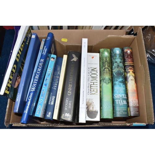 846 - FOUR BOXES OF MOSTLY NON-FICTION BOOKS from modern to vintage periods, to include topics history, tr... 