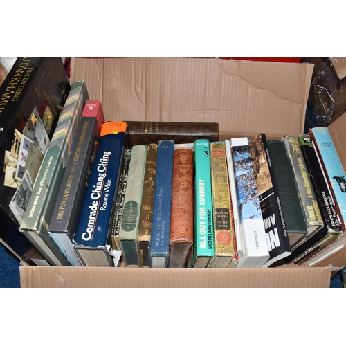 846 - FOUR BOXES OF MOSTLY NON-FICTION BOOKS from modern to vintage periods, to include topics history, tr... 