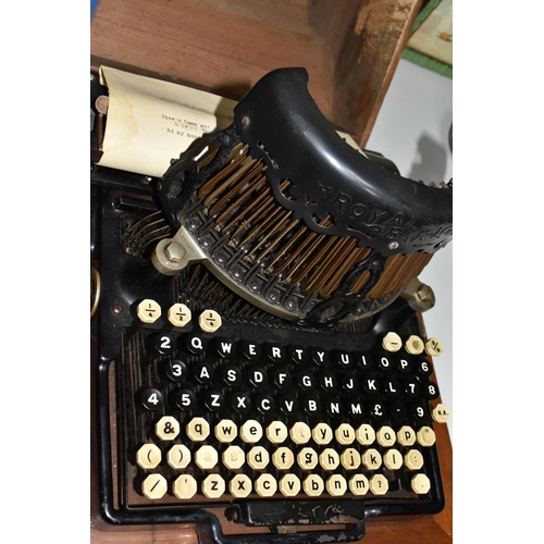 848 - A ROYAL BAR-LOCK TYPEWRITER, with black painted body, double upper and lowercase QWERTY keyboard and... 