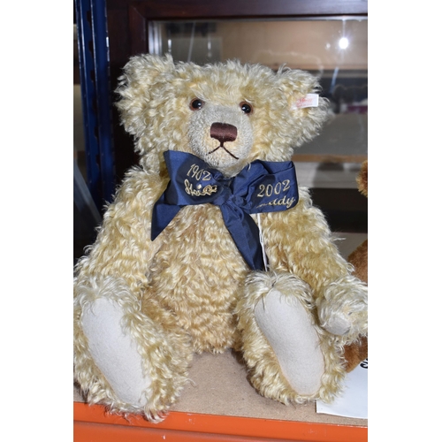 853 - THREE STEIFF TEDDY BEARS, comprising 'The World's First Teddy Bear' no 664946, Danbury Mint exclusiv... 