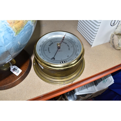 855 - A TABLE GLOBE, A BAROMETER AND A MODEL SUNDIAL, comprising a Philips' True to Life 12'' Challenge Gl... 