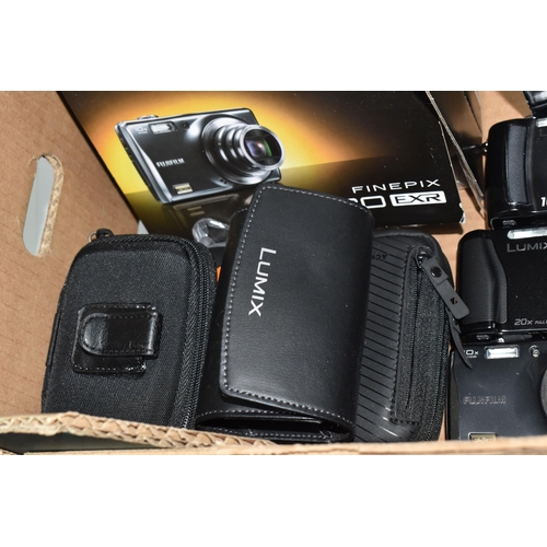 859 - A BOX OF DIGITAL CAMERAS AND ACCESSORIES, cameras comprising a Canon SX700 HS, a boxed Fujifilm Fine... 