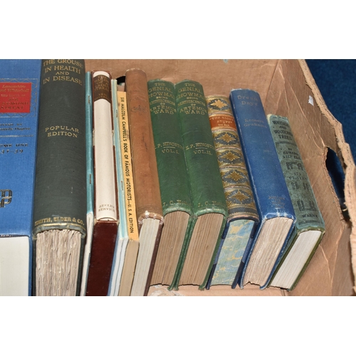 868 - TWO BOXES OF BOOKS, to include The Grouse in Health and In Disease 1912, two boxed Saturday Books: n... 