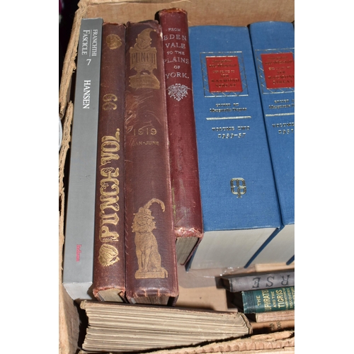 868 - TWO BOXES OF BOOKS, to include The Grouse in Health and In Disease 1912, two boxed Saturday Books: n... 