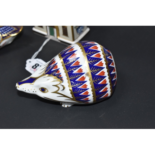 874 - FOUR ROYAL CROWN DERBY PAPERWEIGHTS, comprising Miniature Houses 'Georgian Townhouse' with integral ... 