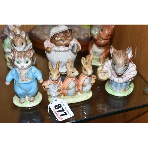 877 - A GROUP OF BESWICK BEATRIX POTTER FIGURES, comprising Flopsy, Mopsy and Cotton-Tail BP-2 backstamp (... 