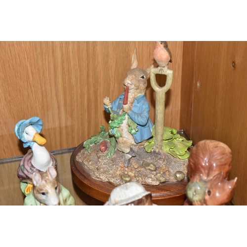 877 - A GROUP OF BESWICK BEATRIX POTTER FIGURES, comprising Flopsy, Mopsy and Cotton-Tail BP-2 backstamp (... 