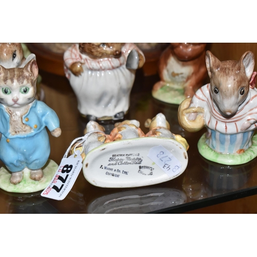 877 - A GROUP OF BESWICK BEATRIX POTTER FIGURES, comprising Flopsy, Mopsy and Cotton-Tail BP-2 backstamp (... 