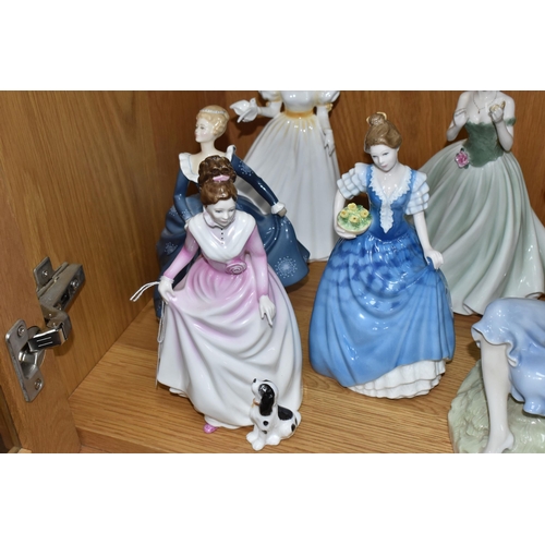 878 - SEVEN ROYAL DOULTON AND ROYAL WORCESTER FIGURINES, comprising Royal Doulton: Good Companion HN3608, ... 