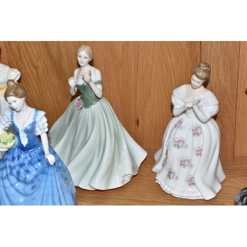 878 - SEVEN ROYAL DOULTON AND ROYAL WORCESTER FIGURINES, comprising Royal Doulton: Good Companion HN3608, ... 