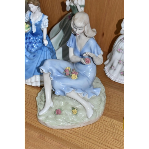 878 - SEVEN ROYAL DOULTON AND ROYAL WORCESTER FIGURINES, comprising Royal Doulton: Good Companion HN3608, ... 