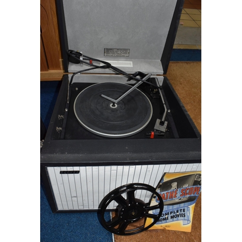 880 - A BOX AND LOOSE AUDIO AND VISUAL EQUIPMENT, to include a Hacker Gondolier GP42 record player, a Gaf ... 