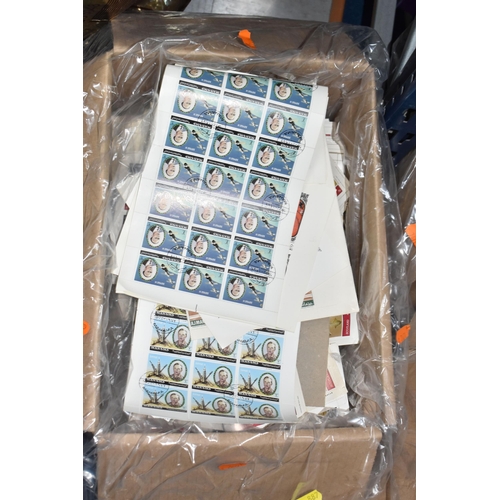 887 - SIX BOXES OF 'CINDERELLA/LOCAL' STAMPS to include thousands of Grunay, Bernera Islands, Manama, Ras ... 