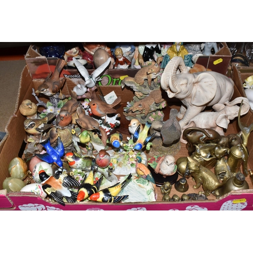 893 - FOUR BOXES AND LOOSE ORNAMENTS AND GLASSWARE to include a quantity of bird ornaments from manufactur... 