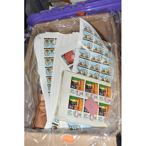 895 - SIX BOXES OF 'CINDERELLA/LOCAL' STAMPS to include thousands of Oman, Bernera Islands, Manama, Eynhal... 