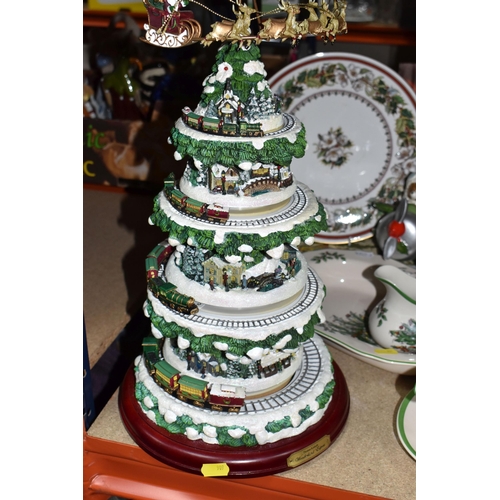 909 - SIX BOXES AND LOOSE CHRISTMAS ITEMS, to include Spode 'Christmas Rose' cake plate, 'Christmas Tree' ... 