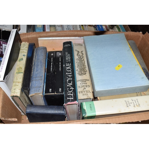 911 - EIGHT BOXES OF BOOKS, over one hundred and fifty books, mostly hardback some paperback format, vario... 