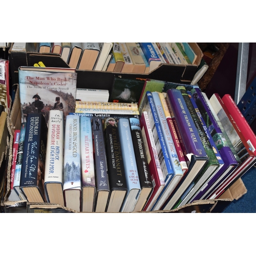 911 - EIGHT BOXES OF BOOKS, over one hundred and fifty books, mostly hardback some paperback format, vario... 