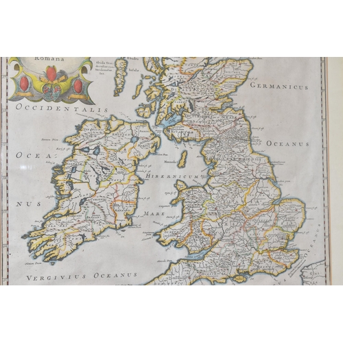 912 - ROBERT MORDEN MAPS 'BRITANNIA ROMANA', a map of the British Isles published circa 1695 with hand col... 