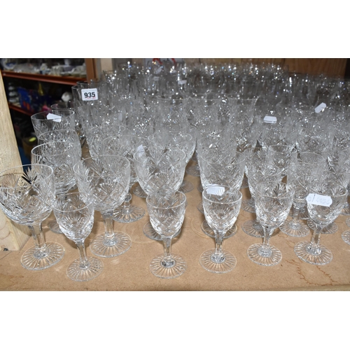 935 - A COLLECTION OF DRINKING GLASSES, various styles to include, wine, goblets, liqueur, brandy, champag... 