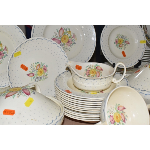 936 - SEVENTY - FOUR PIECES OF SUSIE COOPER 'PRINTEMPS' DINNER WARE, pattern no. 2205 comprising two cover... 