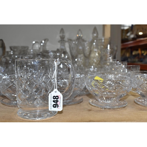 948 - A COLLECTION OF CUT GLASSWARE, comprising a set of eleven Hillston grapefruit dishes and twelve matc... 