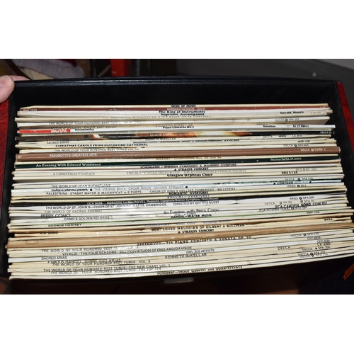 950 - TWO CASES AND ONE BOX OF LP RECORDS AND CDS, to include approximately seventy LP records and forty C... 