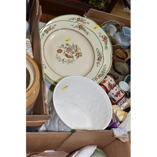 956 - FIVE BOXES AND LOOSE CERAMICS, to include a twenty eight piece Booths Real Old Willow part dinner se... 